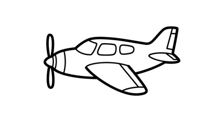 Simple line drawing of a propeller airplane, ready for takeoff or flight.