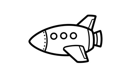 A simple line drawing of a cartoon spaceship, ready for interstellar travel.