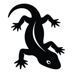 Fototapeta premium Silhouette of a gecko lizard with detailed feet and tail against a white backdrop silhouette