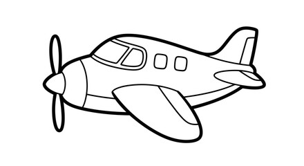 A simple line drawing of a small, single-engine airplane ready for flight.