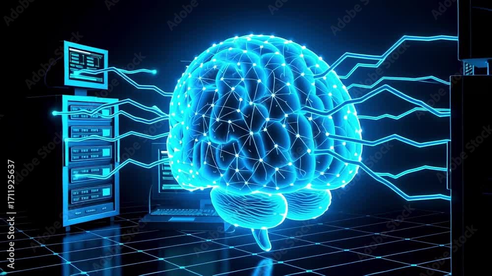 Poster artificial intelligence brain network ai neural technology machine learning concept design