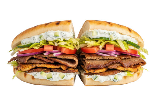 Deliciously stacked sandwich filled with layers of meat, fresh vegetables, and creamy sauce on display