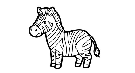 Cute black and white cartoon zebra illustration for coloring.
