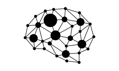 Stylized vector graphic of a brain network, showcasing interconnected nodes and pathways, symbolizing intelligence, innovation, cognitive processes, and advanced digital thinking