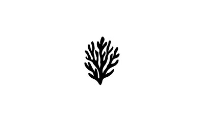 A simple, stylized black illustration of a branching plant or coral.