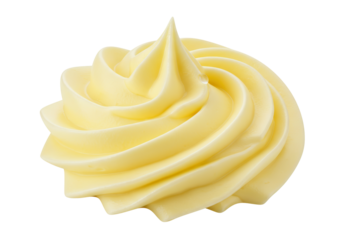 Isolated yellow creamy frosting swirl is perfect for your next dessert image or marketing campaign