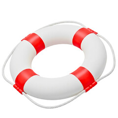 Red and White Life Preserver, isolated on transparent background
