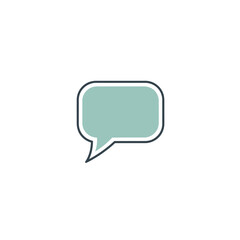 Naklejka premium Minimalist Speech Bubble Icon with Soft Green Fill and Black Outline.