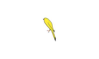 A simple, stylized illustration of a yellow bird on a white background.