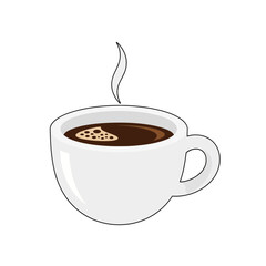 Obraz premium Hot steaming cup of coffee with foam, isolated on white background, perfect for beverage and cafe concepts