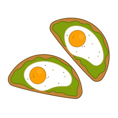 Avocado toast flat vector illustration clipart isolated on white background