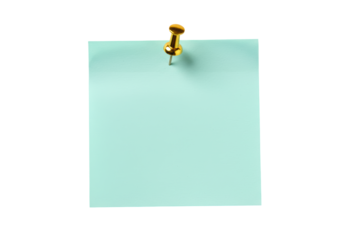 Isolated sticky note and push pin, aqua paper for reminder, memo, message, or to-do list