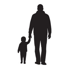 Father and child silhouette walking hand in hand, representing family bonding and childhood memories