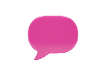 Isolated hot pink speech bubble for message, chat or texting, realistic 3D rendering