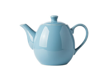 Isolated blue ceramic teapot, kitchenware for tea brewing, serving traditional hot beverage
