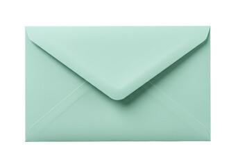 Isolated light green invitation envelope with triangle flap ready to seal and mail letters