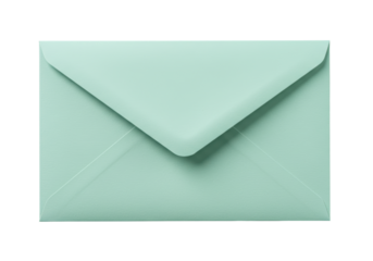 Isolated light green invitation envelope with triangle flap ready to seal and mail letters