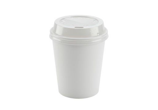 Isolated coffee to go cup with plastic lid ready for branding at coffee shops and retailers