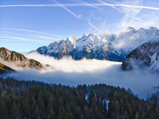 Slovenia, Julian Alps, Triglav National Park, valley covered in clouds
