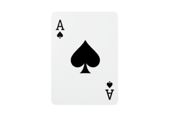 Isolated Ace of Spades playing card for poker, blackjack, and games of chance with high hand