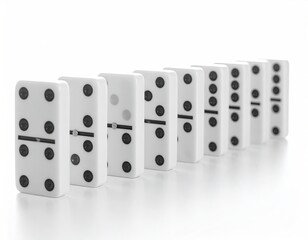 Row of dominoes, white background