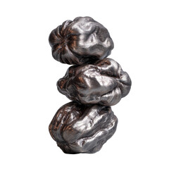 Obraz premium Three metallic, textured orbs stacked vertically