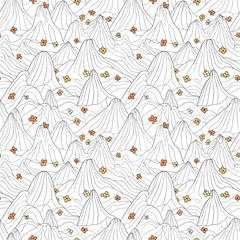 A minimalist abstract pattern featuring scattered delicate flowers and flowing lines.A minimalist abstract pattern featuring scattered delicate flowers and flowing lines.
