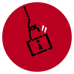 A lock that has been picked with a hook, signifying phishing, theft and data leakage, red2