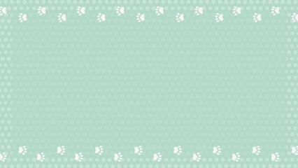 ドット柄の背景に猫（動物）の足跡が彩るキュートな背景イラスト