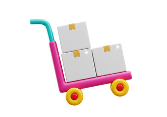 Isolated Hand Truck with Parcels, Delivery Service, Shipping and Distribution Icon Concept