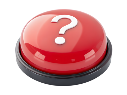 A red question mark button on a black base poses uncertainty and invites exploration now