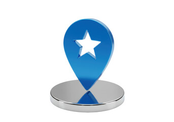Isolated Blue Star Pin on Platform Location Concept for Favorite Places and Destinations