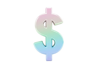 Isolated Holographic Dollar Sign Symbol for Finance, Investment, Budget, Wealth, and Income