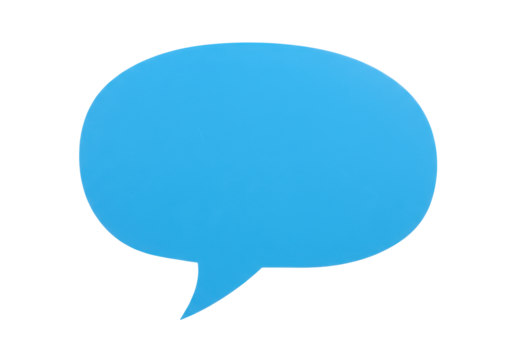 Isolated light-blue speech bubble for message communication and texting discussion topic