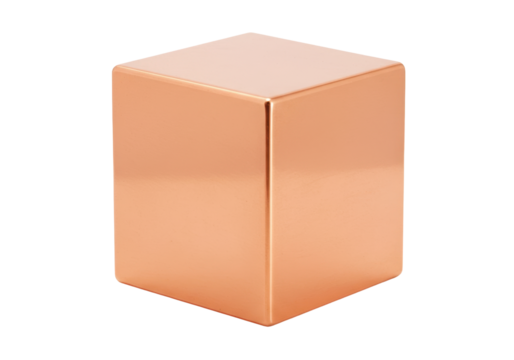 Isolated geometric cube object made of metal for modern design ideas close up