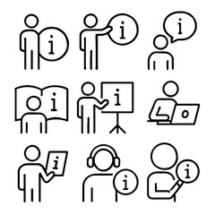 Accessing and Getting Information Line Icons