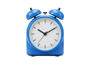 Isolated Blue Alarm Clock on a Clear Surface, a Functional Classic Timepiece Design