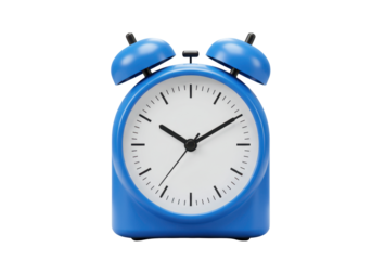 Isolated Blue Alarm Clock on a Clear Surface, a Functional Classic Timepiece Design