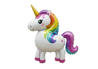 Isolated unicorn balloon, fun party decoration and magical creature for children, gift