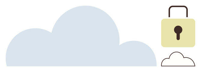 Cloud icon with a secured padlock symbolizing data protection, cybersecurity, and privacy. Ideal for technology, online security, privacy, cloud storage, digital integrity, network safety simple