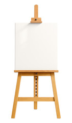 Minimal Wooden Easel with Blank Square Canvas Ready for Artistic Creation, Symbolizing Imagination, Potential, and Creative Beginnings, Isolated on Transparent and White Background