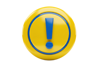 Isolated Warning Icon Notification Button with Exclamation Mark Alert Sign for Attention