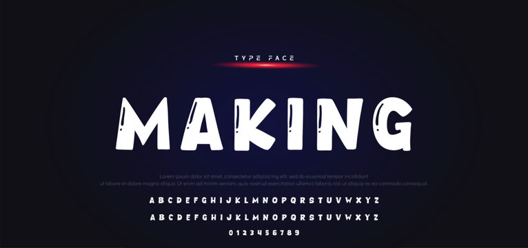 Unique alphabet playful style rounded font, unusual typography letters and numbers, vector illustration 10EPS