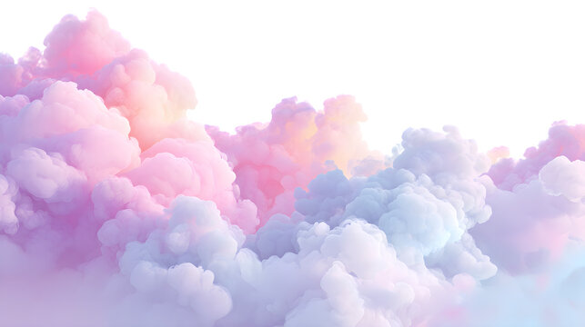 Pastel clouds against black isolated on white background