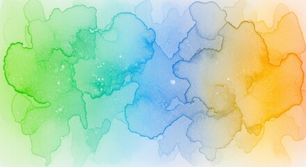 Obraz premium Abstract watercolor splash background with vibrant green blue and yellow hues isolated on white background