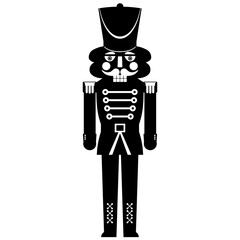 Silhouette of a nutcracker on a white background