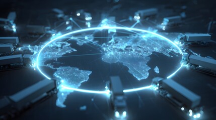 AI monitoring system visualizing supply chain network glowing