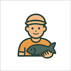 proffession, fisher icon and vector