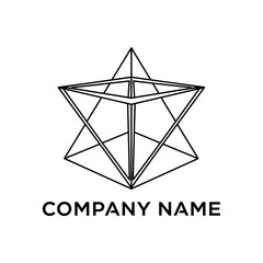 Naklejka premium Geometric Shape Logo Design - Abstract Tetrahedron and Cube Combination.