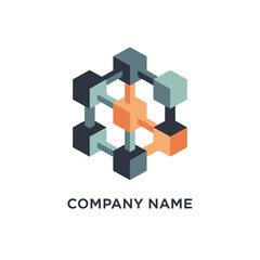 Isometric Cube Network - Interconnected Nodes in a Geometric Design.